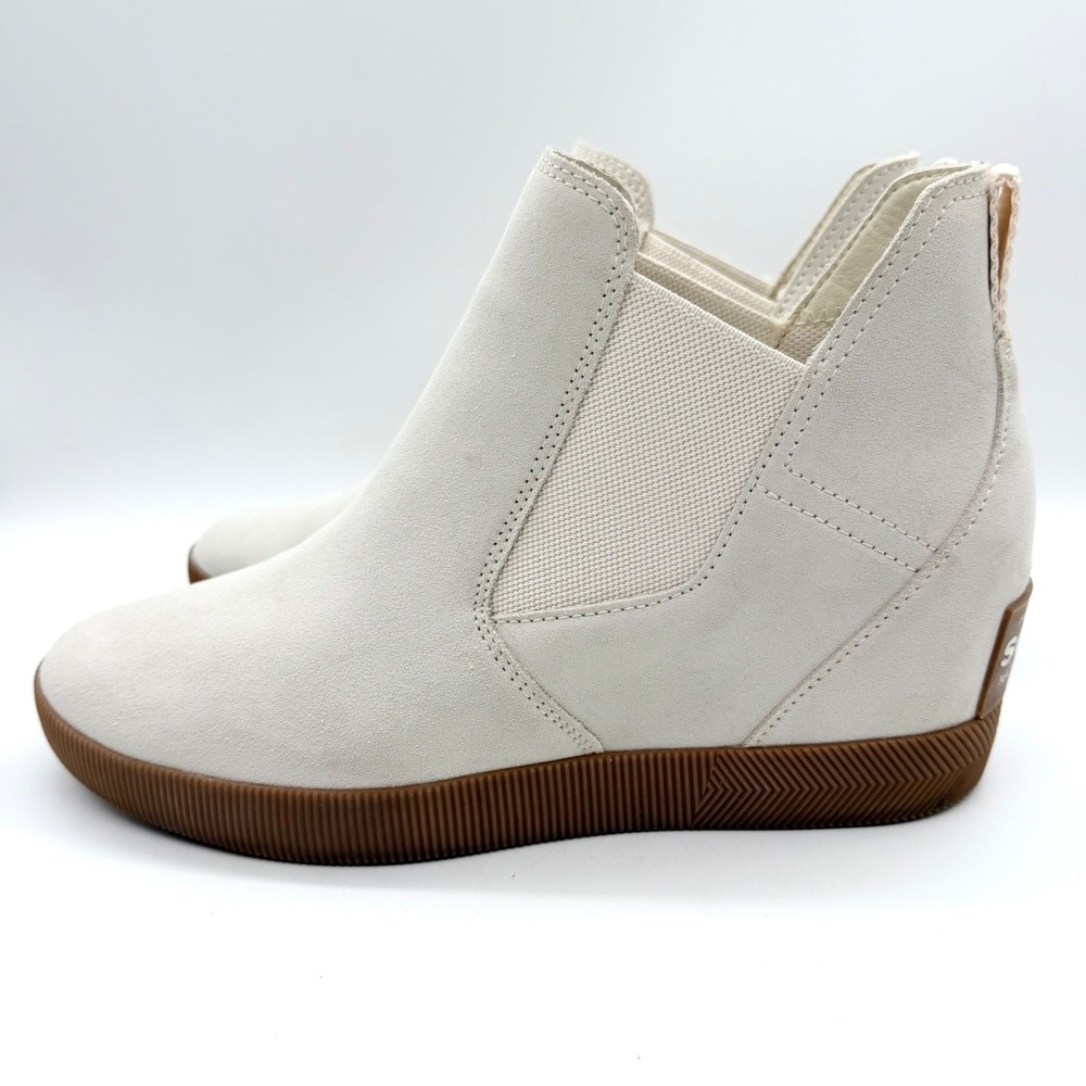 SOREL Out N About Slip-On Waterproof Wedge Ankle Bootie In Chalk/White Size 10.5 - Picture 8 of 15